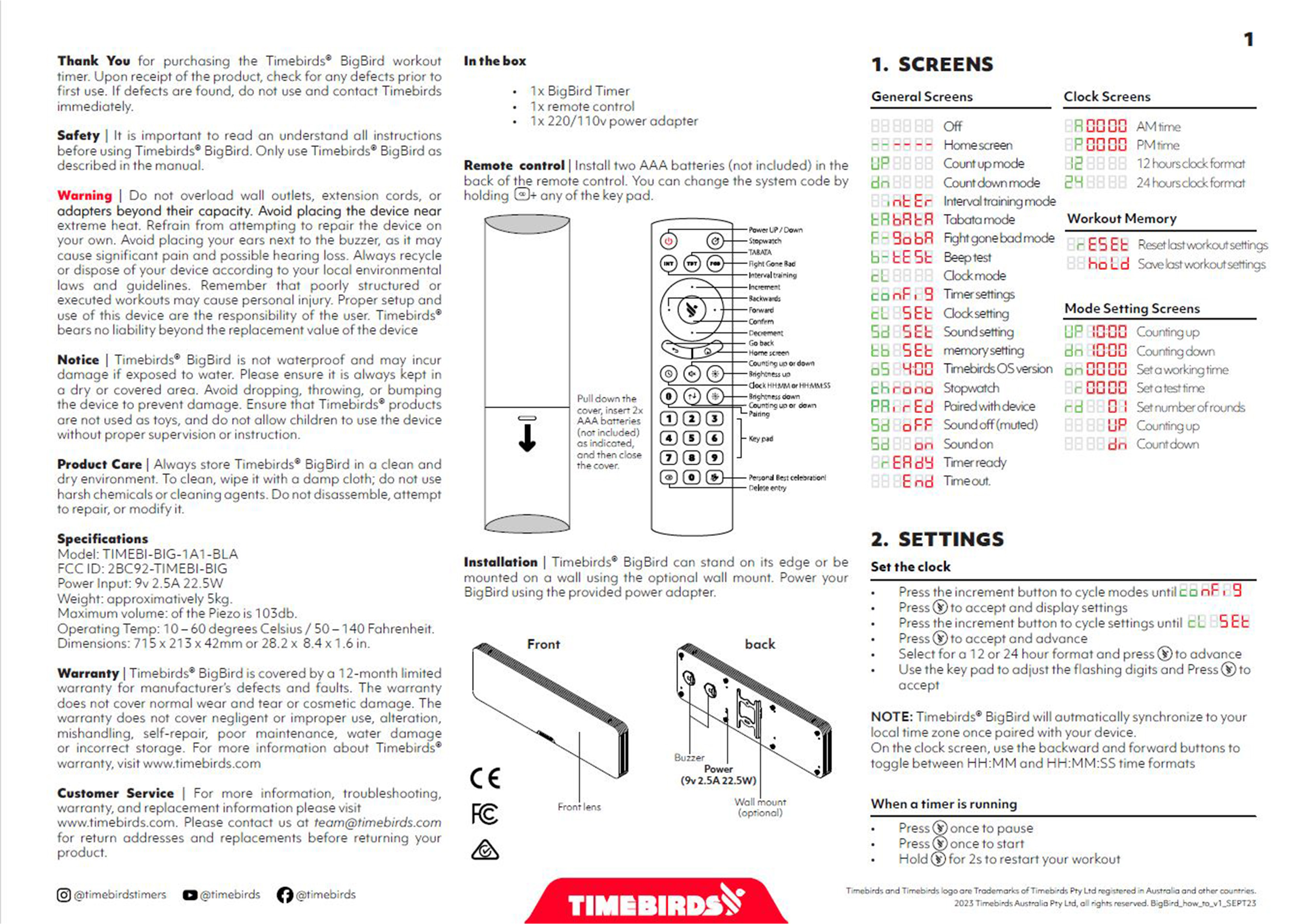 AlphaFit 6 Digit Gym Timer Instructions