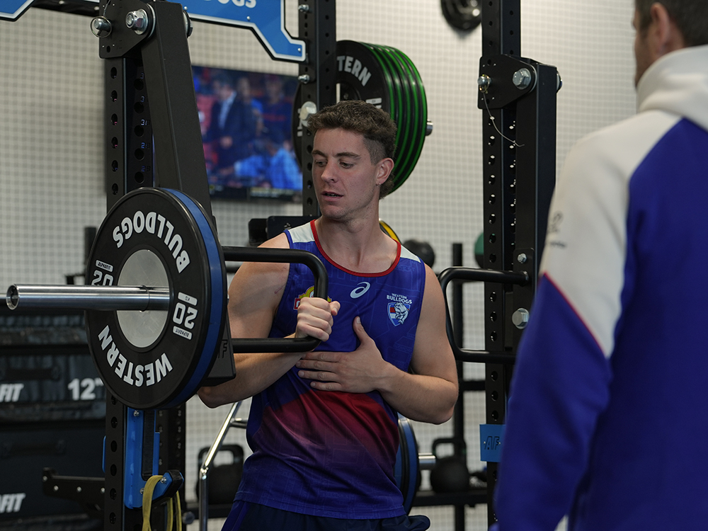 Western Bulldogs player training in their AlphaFit gym