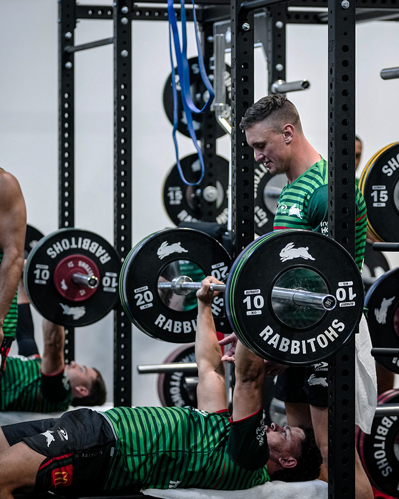 South Sydney Rabbitohs training in their AlphaFit gym