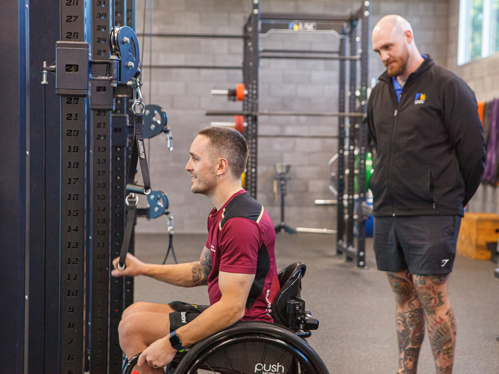 Western Bulldogs player training in their AlphaFit gym