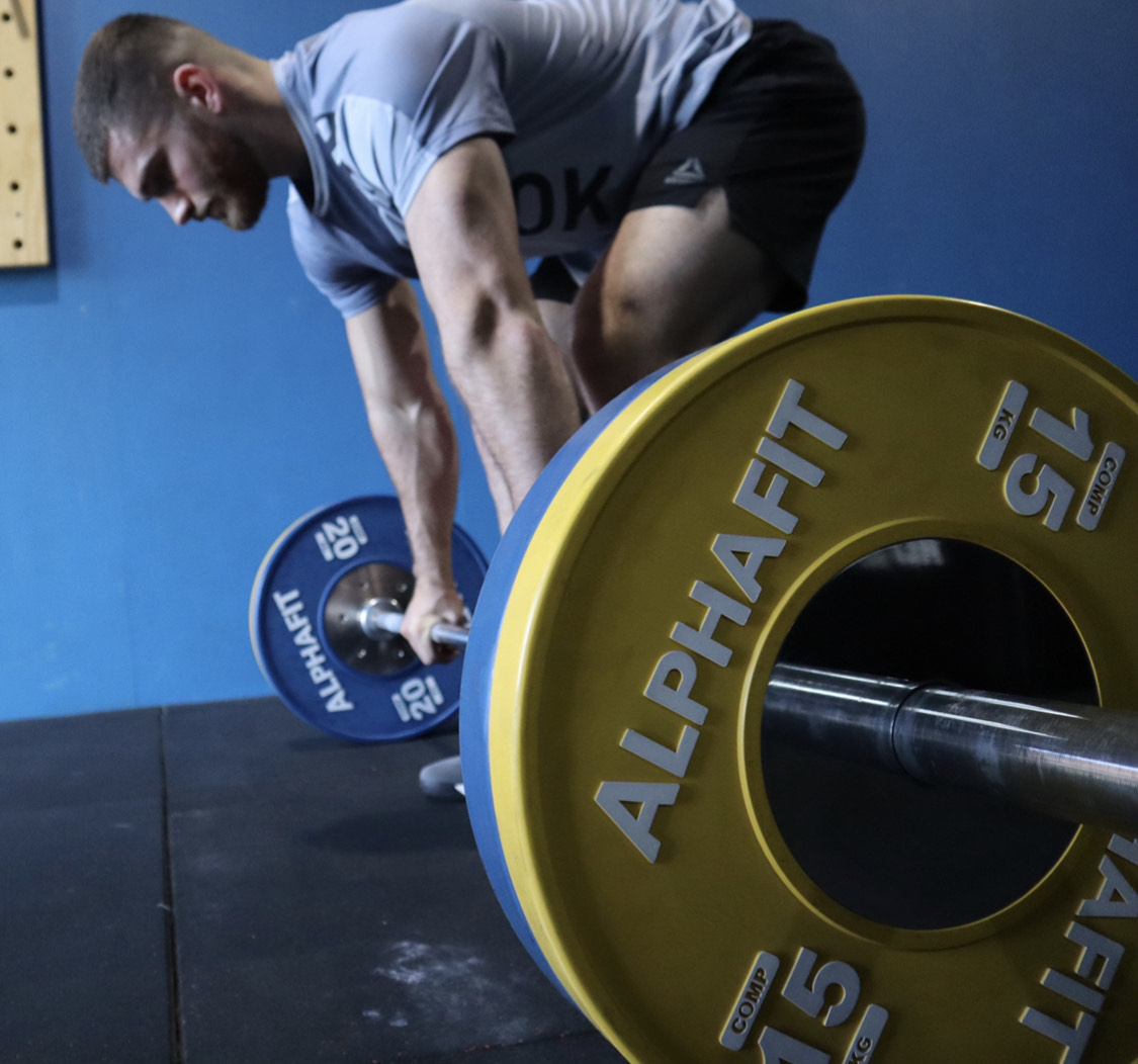 Jay Crouch with AlphaFit Competition Bumper Plates and Endure Barbell